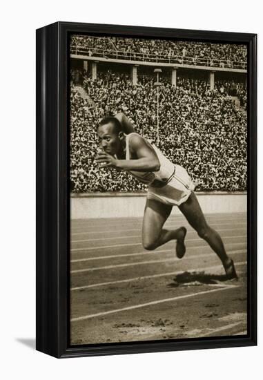 Jesse Owens at the Start of the 200m Race at the 1936 Berlin Olympics-null-Framed Premier Image Canvas