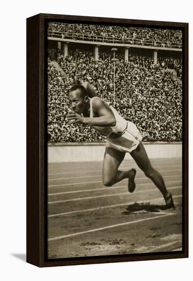 Jesse Owens at the Start of the 200m Race at the 1936 Berlin Olympics-null-Framed Premier Image Canvas