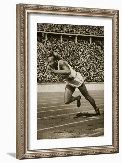 Jesse Owens at the Start of the 200m Race at the 1936 Berlin Olympics-null-Framed Giclee Print