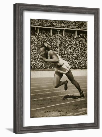 Jesse Owens at the Start of the 200m Race at the 1936 Berlin Olympics-null-Framed Giclee Print