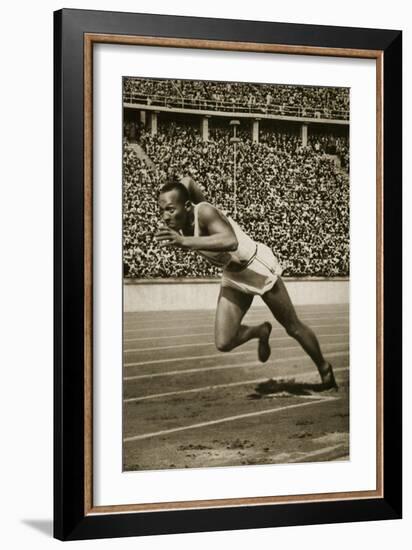 Jesse Owens at the Start of the 200m Race at the 1936 Berlin Olympics-null-Framed Giclee Print