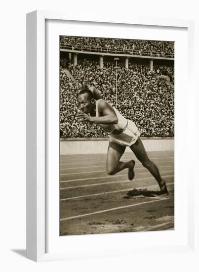 Jesse Owens at the Start of the 200m Race at the 1936 Berlin Olympics-null-Framed Giclee Print