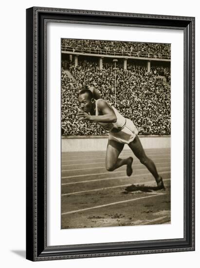 Jesse Owens at the Start of the 200m Race at the 1936 Berlin Olympics-null-Framed Giclee Print