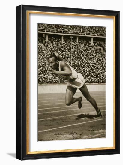 Jesse Owens at the Start of the 200m Race at the 1936 Berlin Olympics-null-Framed Giclee Print