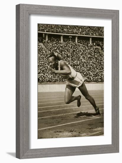 Jesse Owens at the Start of the 200m Race at the 1936 Berlin Olympics-null-Framed Premium Giclee Print