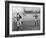 Jesse Owens Beating Baseball Player George CAse in 100-Yard Dash at Cleveland Stadium-null-Framed Photo