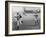 Jesse Owens Beating Baseball Player George CAse in 100-Yard Dash at Cleveland Stadium-null-Framed Photo