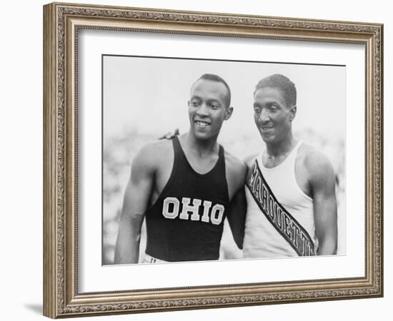 Jesse Owens with Ralph Metcalfe-null-Framed Photo