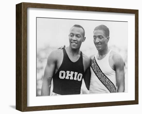 Jesse Owens with Ralph Metcalfe-null-Framed Photo