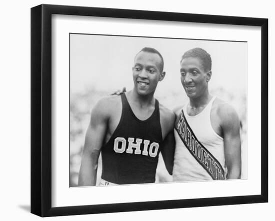 Jesse Owens with Ralph Metcalfe-null-Framed Photo