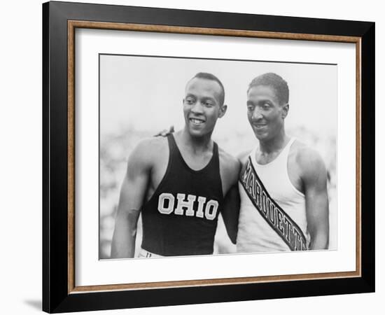 Jesse Owens with Ralph Metcalfe-null-Framed Photo