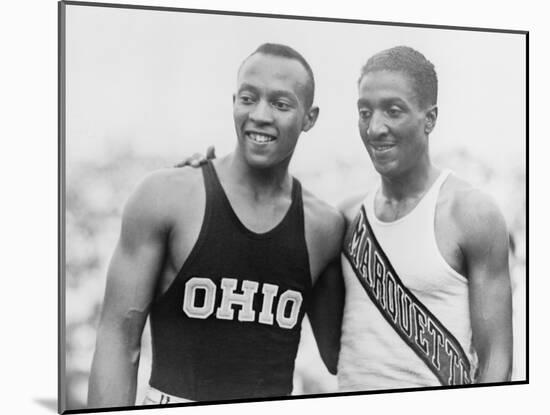 Jesse Owens with Ralph Metcalfe-null-Mounted Photo