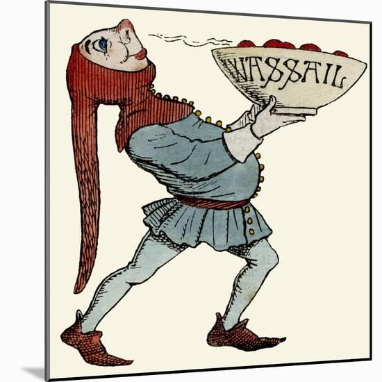 Jester Carrying a Wassail Bowl-null-Mounted Art Print