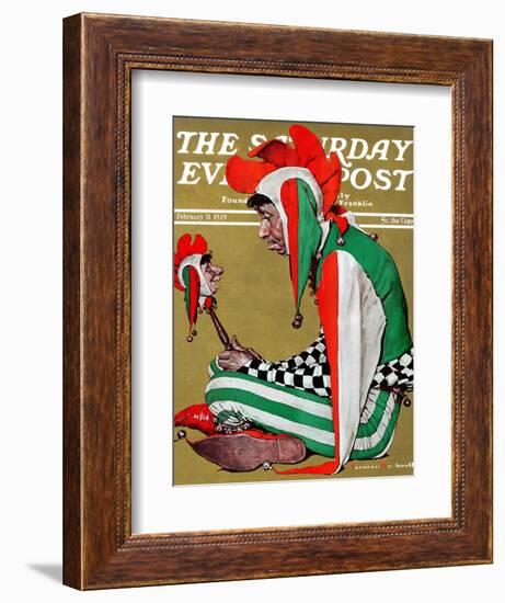 "Jester" Saturday Evening Post Cover, February 11,1939-Norman Rockwell-Framed Giclee Print