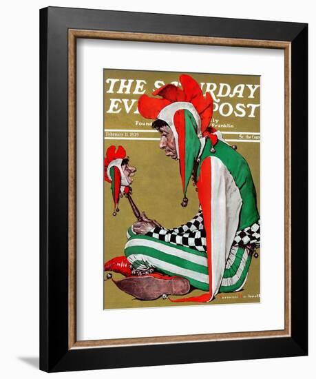 "Jester" Saturday Evening Post Cover, February 11,1939-Norman Rockwell-Framed Giclee Print