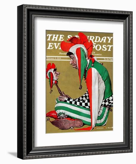 "Jester" Saturday Evening Post Cover, February 11,1939-Norman Rockwell-Framed Giclee Print