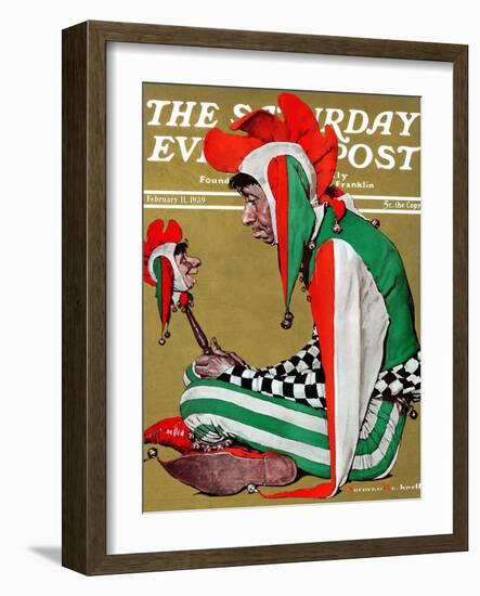 "Jester" Saturday Evening Post Cover, February 11,1939-Norman Rockwell-Framed Giclee Print