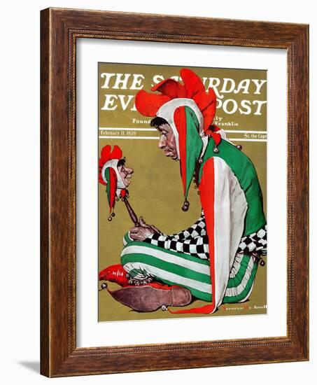 "Jester" Saturday Evening Post Cover, February 11,1939-Norman Rockwell-Framed Giclee Print