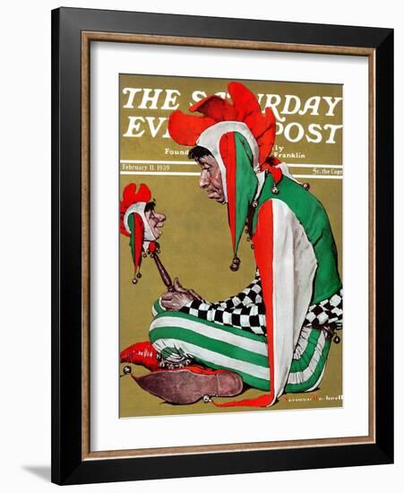 "Jester" Saturday Evening Post Cover, February 11,1939-Norman Rockwell-Framed Giclee Print