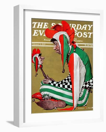 "Jester" Saturday Evening Post Cover, February 11,1939-Norman Rockwell-Framed Giclee Print