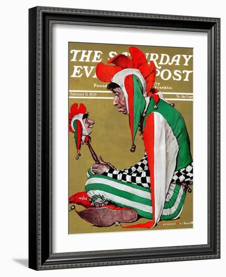 "Jester" Saturday Evening Post Cover, February 11,1939-Norman Rockwell-Framed Giclee Print