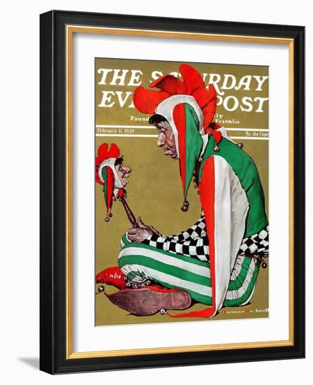 "Jester" Saturday Evening Post Cover, February 11,1939-Norman Rockwell-Framed Giclee Print