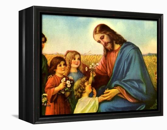 Jesus and Children-null-Framed Premier Image Canvas