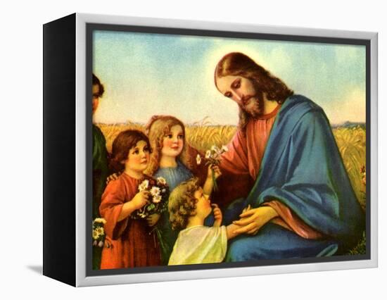 Jesus and Children-null-Framed Premier Image Canvas