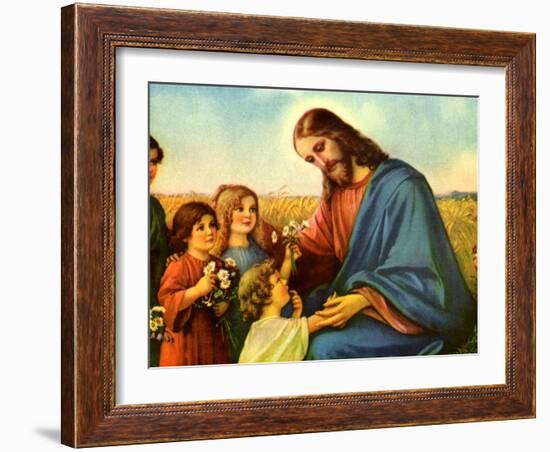 Jesus and Children-null-Framed Giclee Print