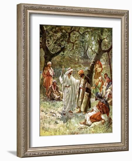 Jesus and his disciples at Caesarea Philippi - Bible-William Brassey Hole-Framed Giclee Print