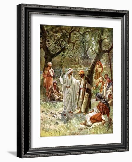 Jesus and his disciples at Caesarea Philippi - Bible-William Brassey Hole-Framed Giclee Print