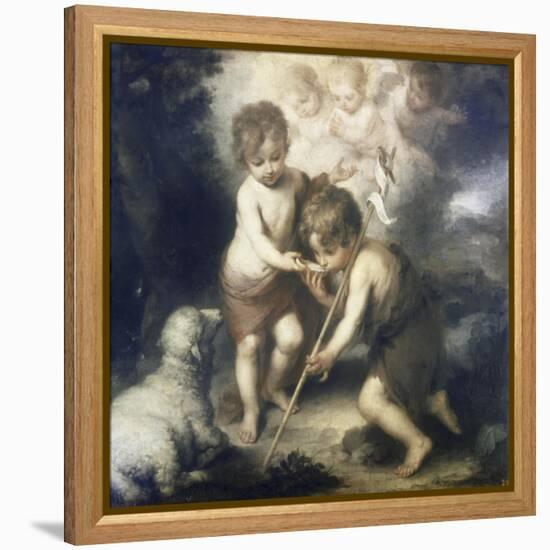 Jesus and John the Baptist-Bartolome Esteban Murillo-Framed Premier Image Canvas