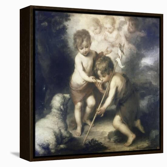 Jesus and John the Baptist-Bartolome Esteban Murillo-Framed Premier Image Canvas