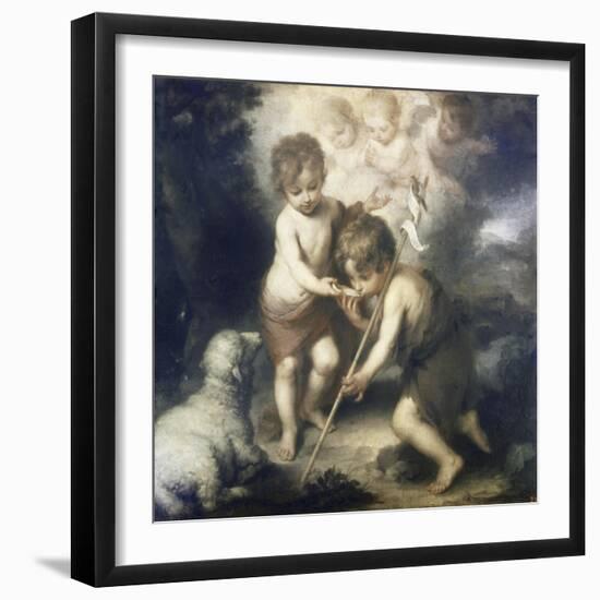 Jesus and John the Baptist-Bartolome Esteban Murillo-Framed Giclee Print