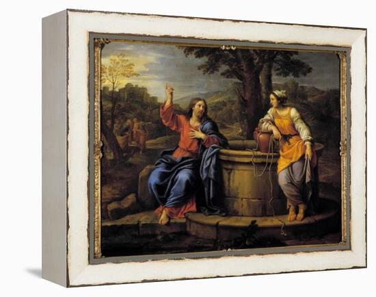 Jesus and Samaritan Jesus Sitting to Rest Meets a Samaritan Who Came to Draw Water and Asks Her to-Pierre Mignard-Framed Premier Image Canvas