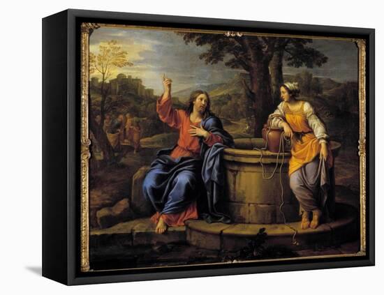 Jesus and Samaritan Jesus Sitting to Rest Meets a Samaritan Who Came to Draw Water and Asks Her to-Pierre Mignard-Framed Premier Image Canvas