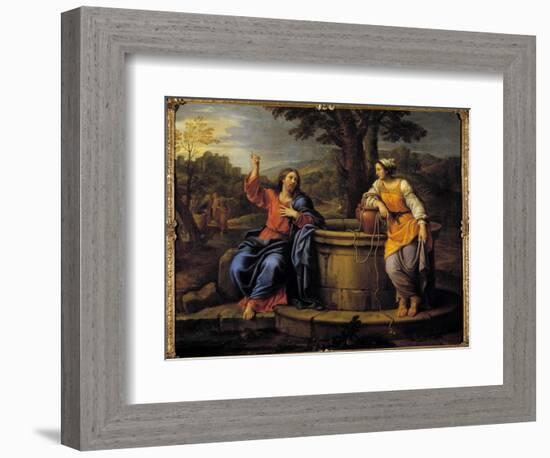 Jesus and Samaritan Jesus Sitting to Rest Meets a Samaritan Who Came to Draw Water and Asks Her to-Pierre Mignard-Framed Giclee Print