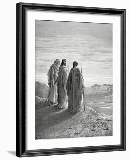 Jesus and the Disciples of Emmaus. Engraving. 19th Century.-null-Framed Giclee Print