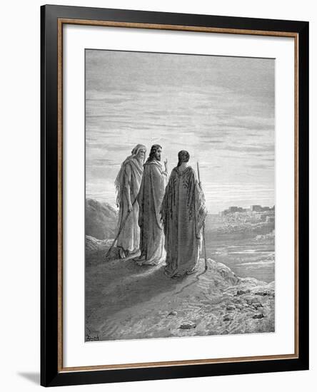 Jesus and the Disciples of Emmaus. Engraving. 19th Century.-null-Framed Giclee Print