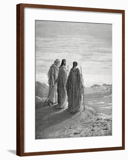 Jesus and the Disciples of Emmaus. Engraving. 19th Century.-null-Framed Giclee Print