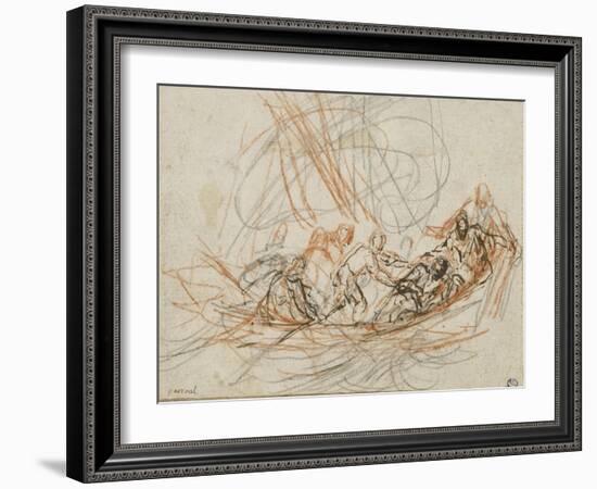 Jésus apaise la tempête ou la vocation de Simon-Pierre et André-Joseph Parrocel-Framed Giclee Print