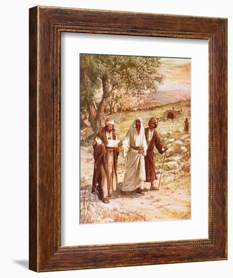 Jesus Appearing to Two Disciples on the Road to Emmaus-William Brassey Hole-Framed Premium Giclee Print