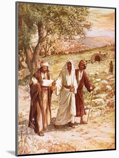 Jesus Appearing to Two Disciples on the Road to Emmaus-William Brassey Hole-Mounted Premium Giclee Print