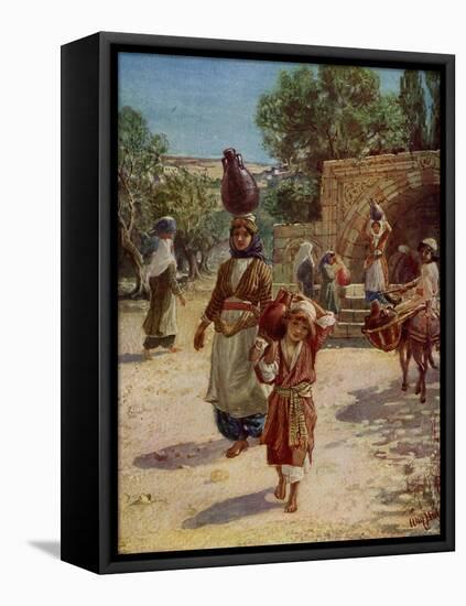 Jesus as a young boy - Bible-William Brassey Hole-Framed Premier Image Canvas