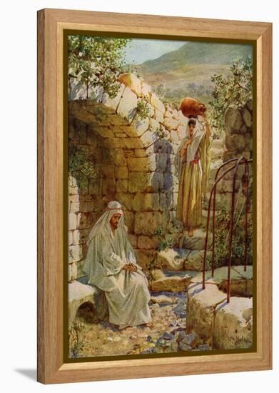 Jesus asks a Samaritan woman for water - Bible-William Brassey Hole-Framed Premier Image Canvas