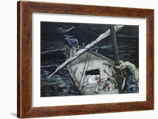 Jesus Asleep During the Storm-James Tissot-Framed Giclee Print