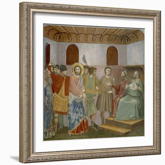 Jesus before Annas and Caiaphas, Detail from Life and Passion of Christ, 1303-1305-Giotto di Bondone-Framed Giclee Print