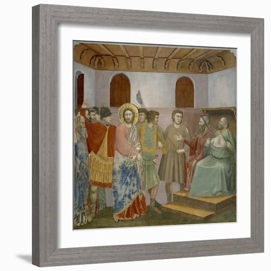 Jesus before Annas and Caiaphas, Detail from Life and Passion of Christ, 1303-1305-Giotto di Bondone-Framed Giclee Print