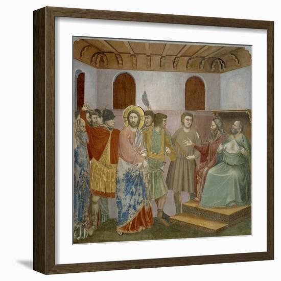 Jesus before Annas and Caiaphas, Detail from Life and Passion of Christ, 1303-1305-Giotto di Bondone-Framed Giclee Print