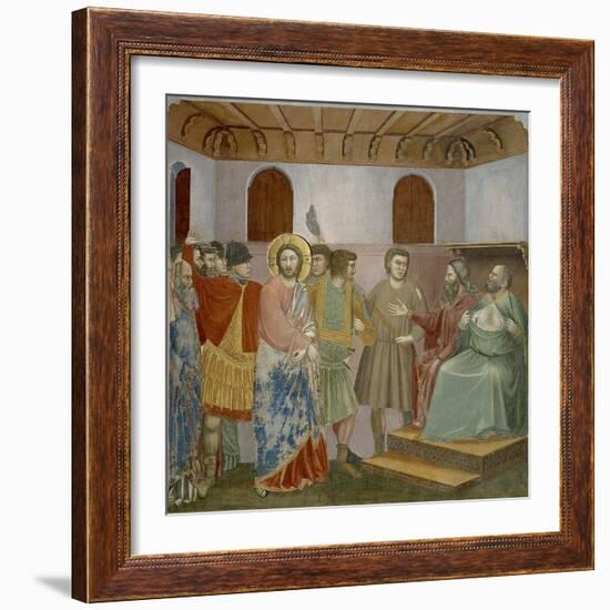 Jesus before Annas and Caiaphas, Detail from Life and Passion of Christ, 1303-1305-Giotto di Bondone-Framed Giclee Print